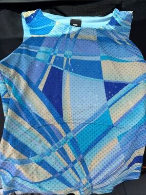 Source Unknown Blue Geometric Print Tank Top